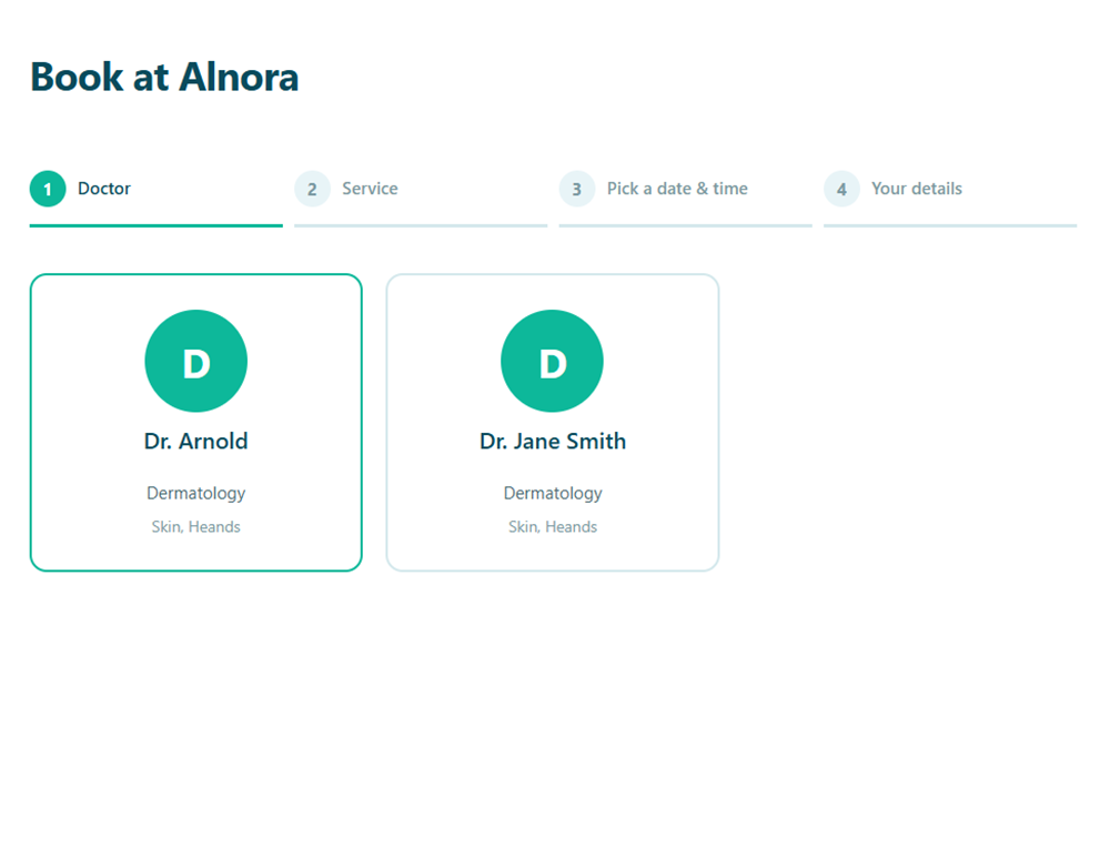 Booking — choose a doctor