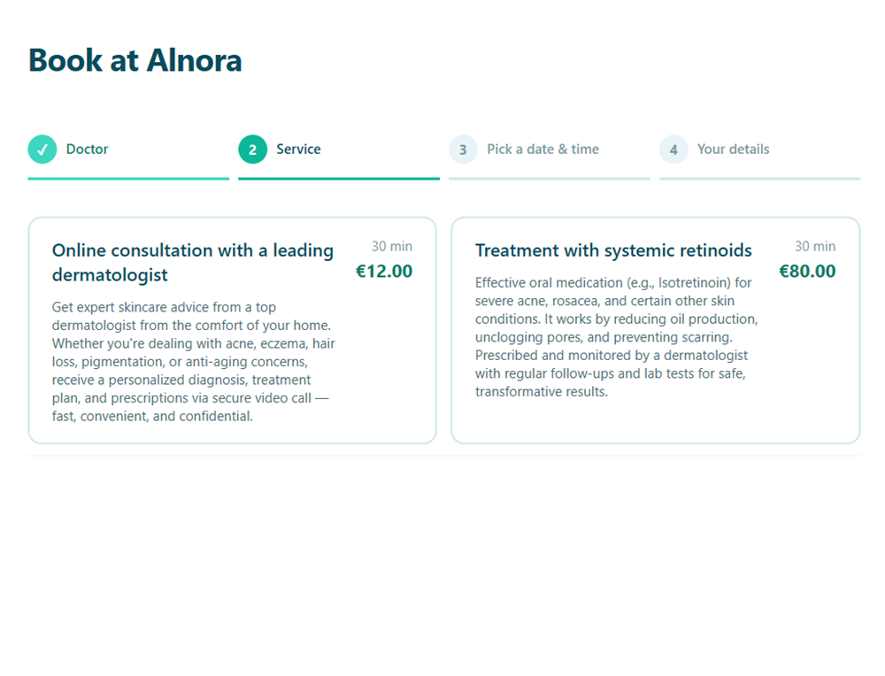 Booking — choose a service